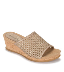 Baretraps Flossey Wedge Slide Sandal Soft Gold