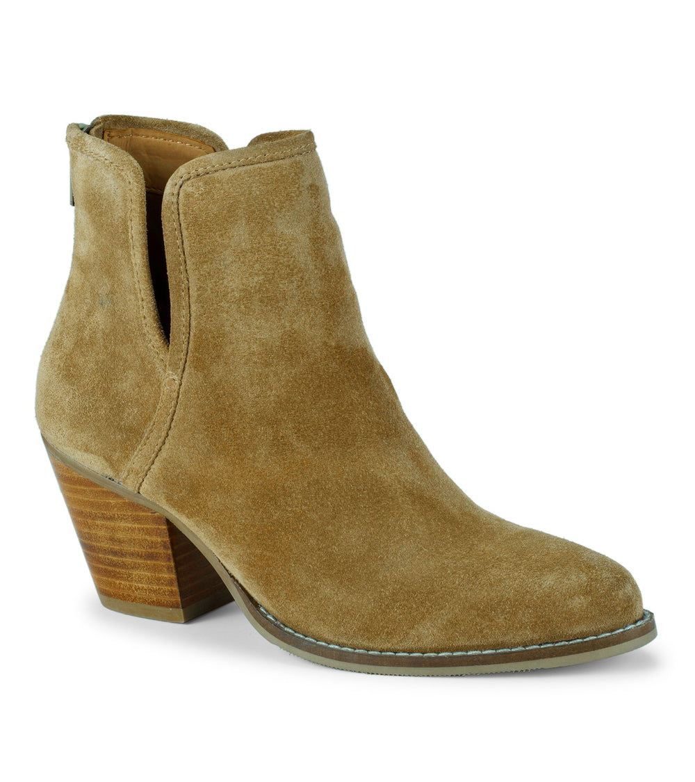 Baretraps Nanny Block Heel Bootie Cognac Suede