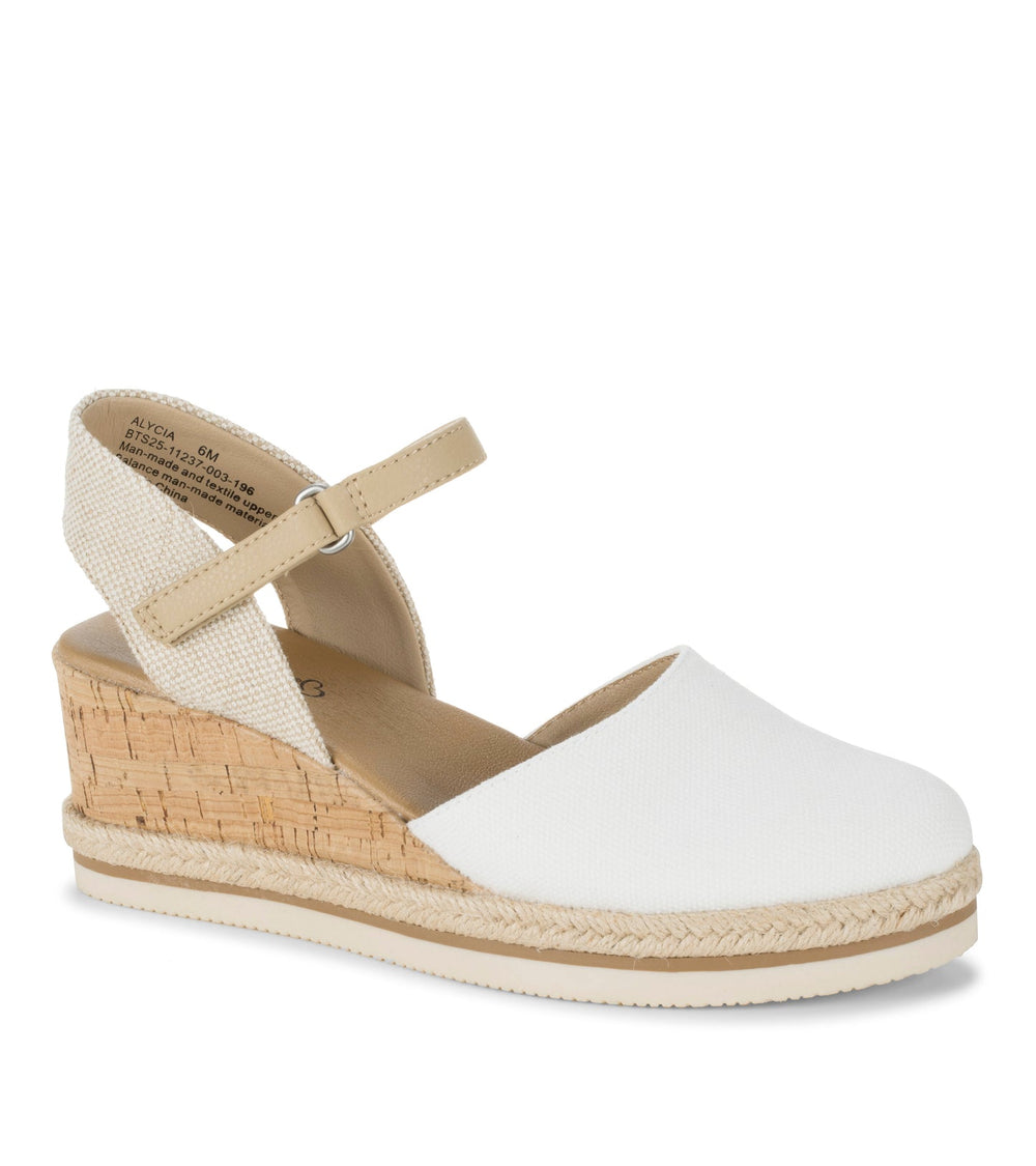 Baretraps Alycia Closed Toe Wedge Sandal White