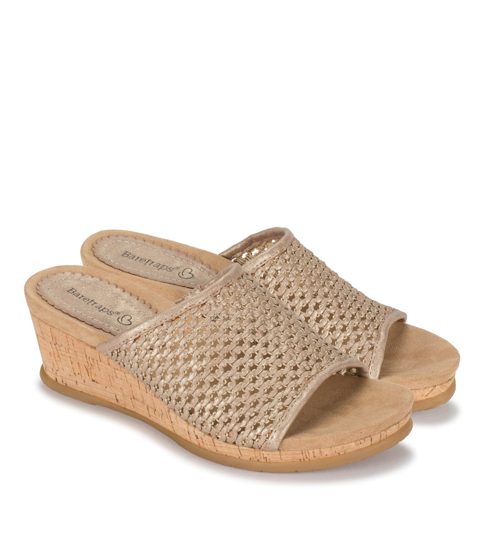 Baretraps Flossey Wedge Slide Sandal Soft Gold