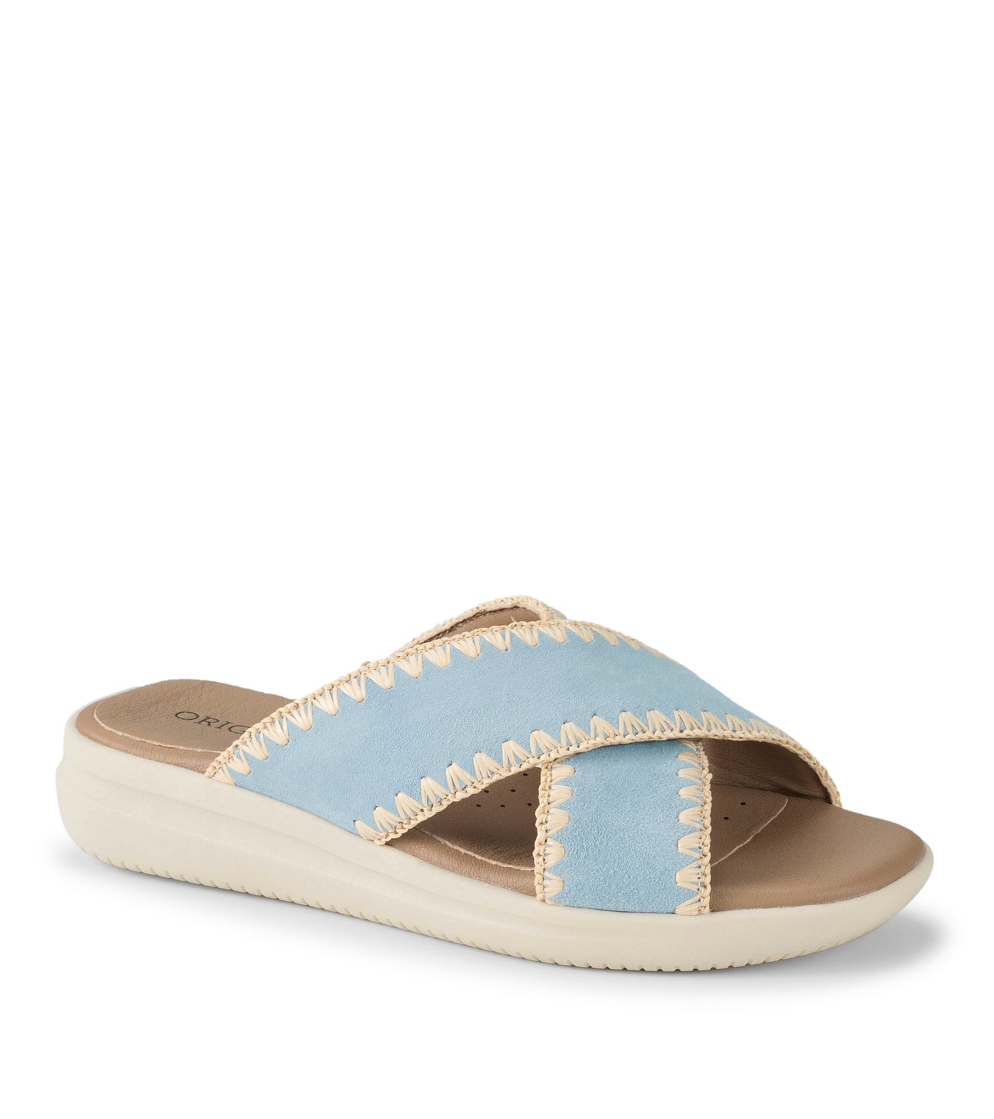 Baretraps Dolinda Slide Sandal Sea Glass Blue Suede