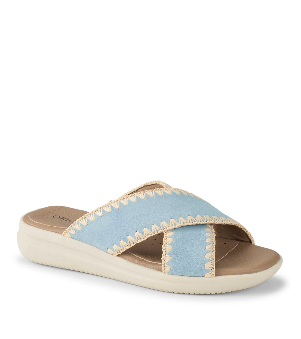 Baretraps Dolinda Slide Sandal Sea Glass Blue Suede