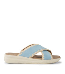 Baretraps Dolinda Slide Sandal Sea Glass Blue Suede