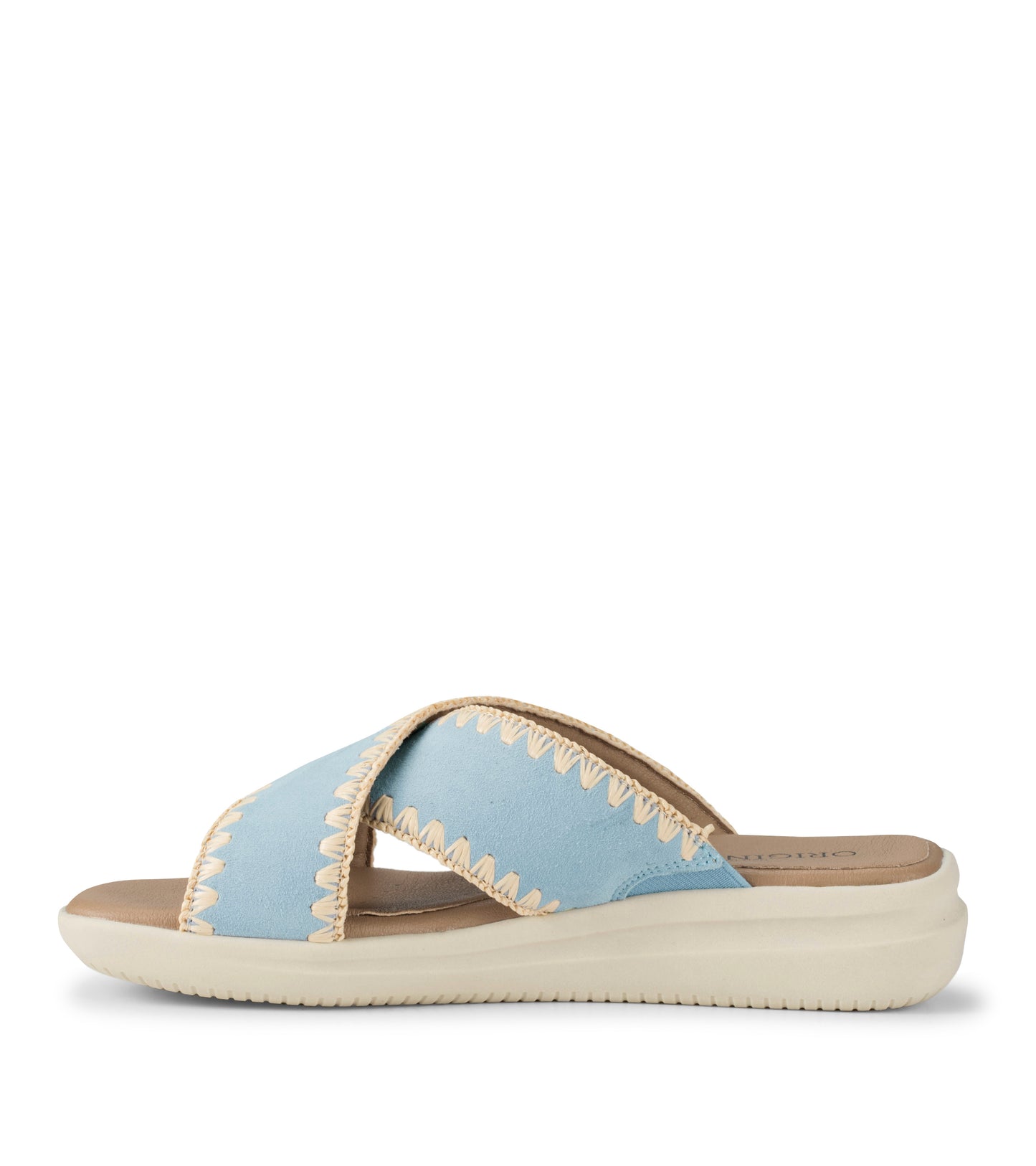 Baretraps Dolinda Slide Sandal Sea Glass Blue Suede