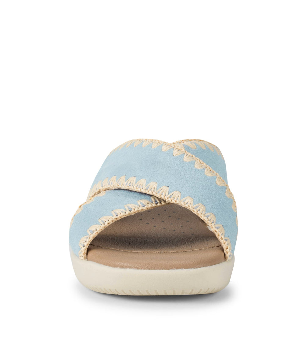 Baretraps Dolinda Slide Sandal Sea Glass Blue Suede