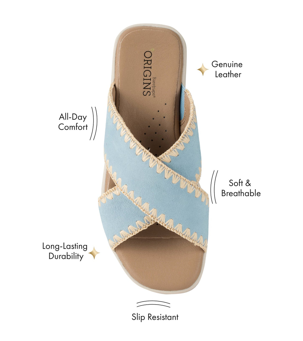 Baretraps Dolinda Slide Sandal Sea Glass Blue Suede