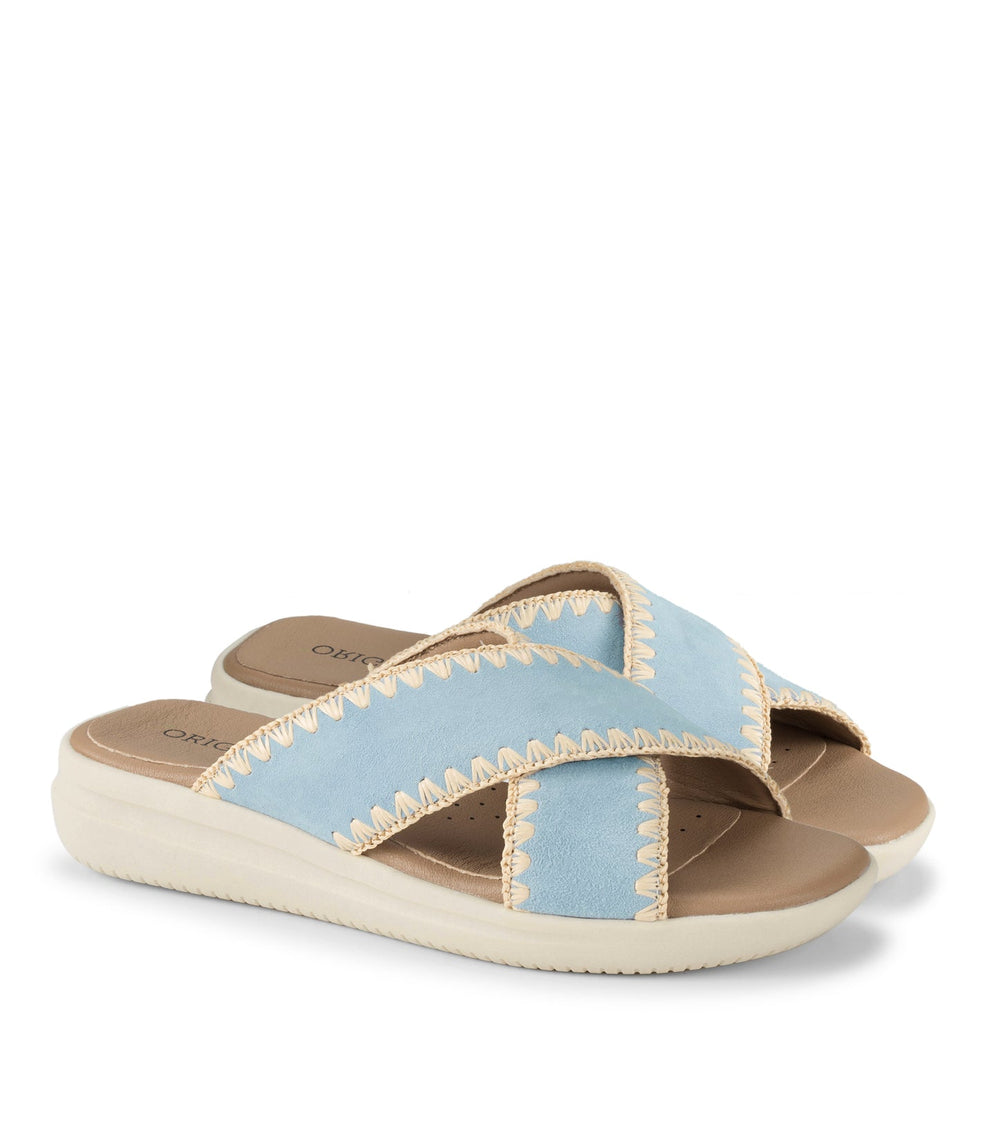 Baretraps Dolinda Slide Sandal Sea Glass Blue Suede