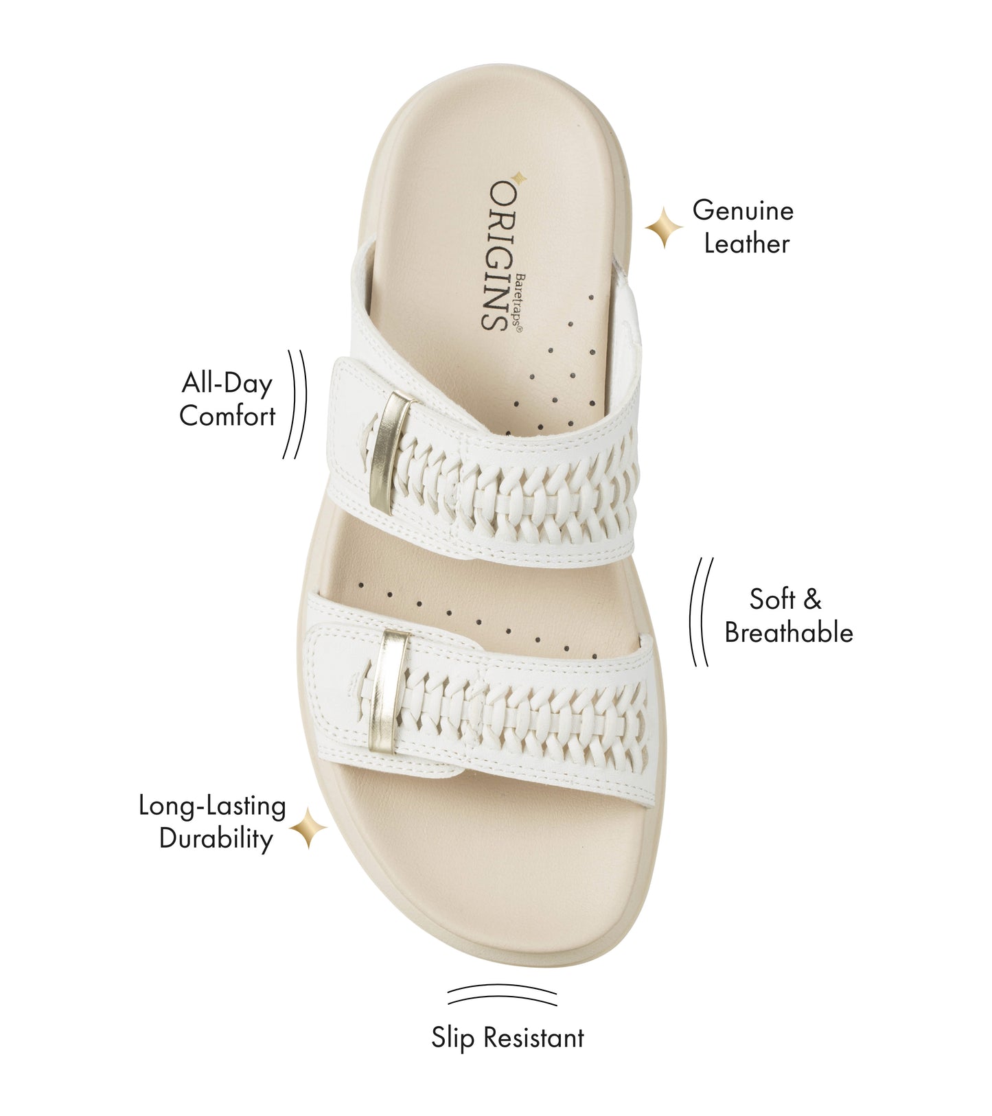 Baretraps Haliah Slide Sandal White Leather