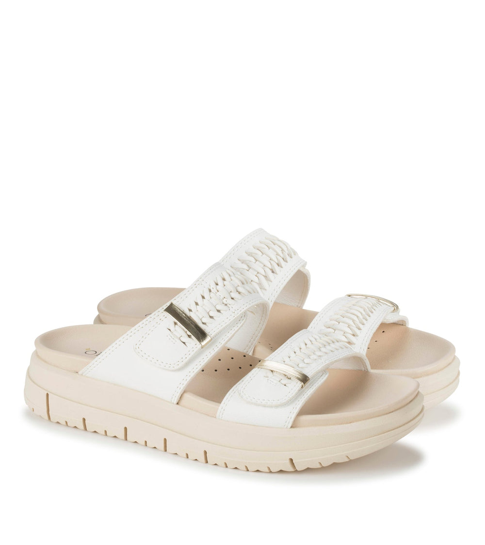 Baretraps Haliah Slide Sandal White Leather