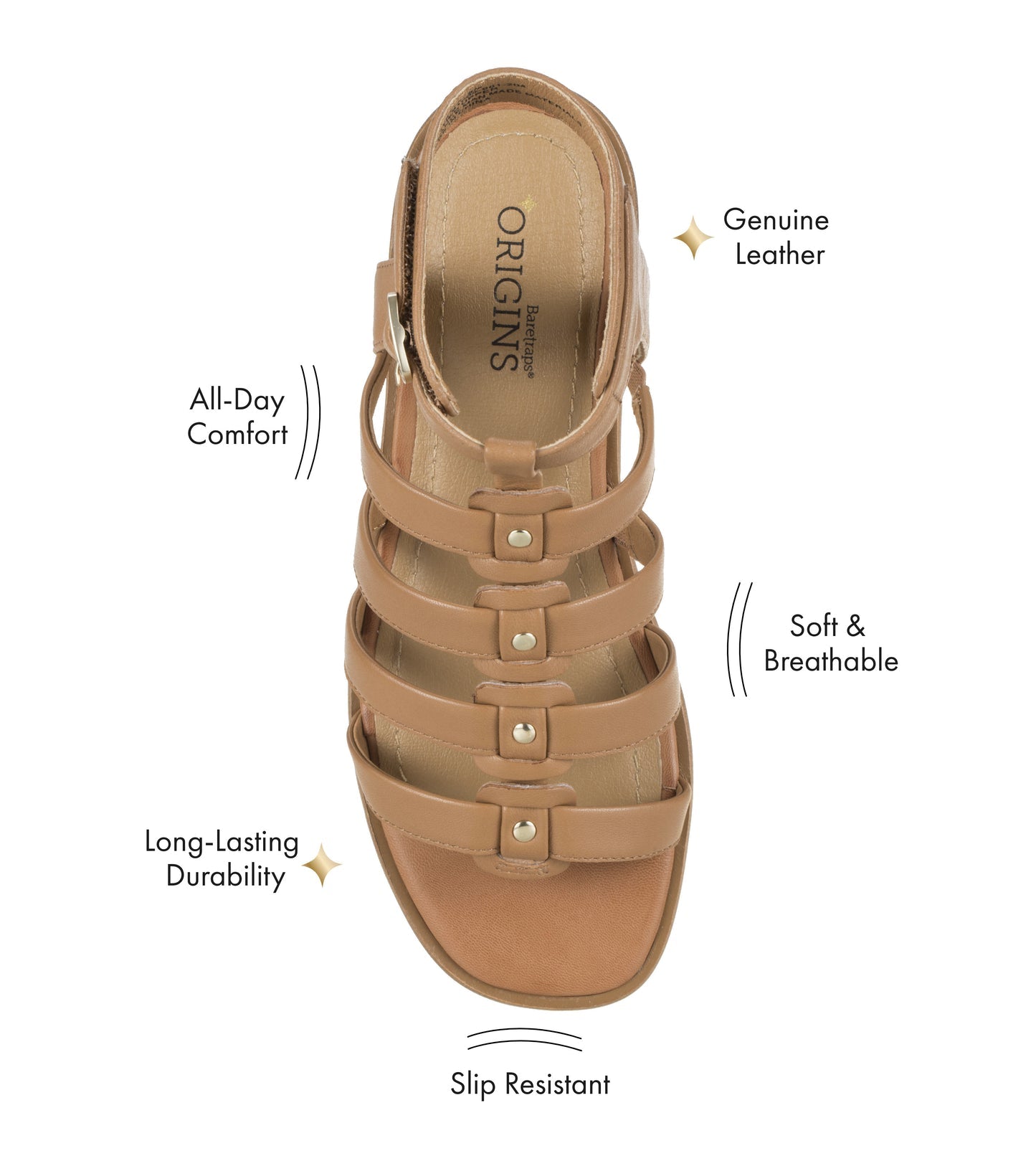 Baretraps Nathalia Gladiator Sandal Tan Leather