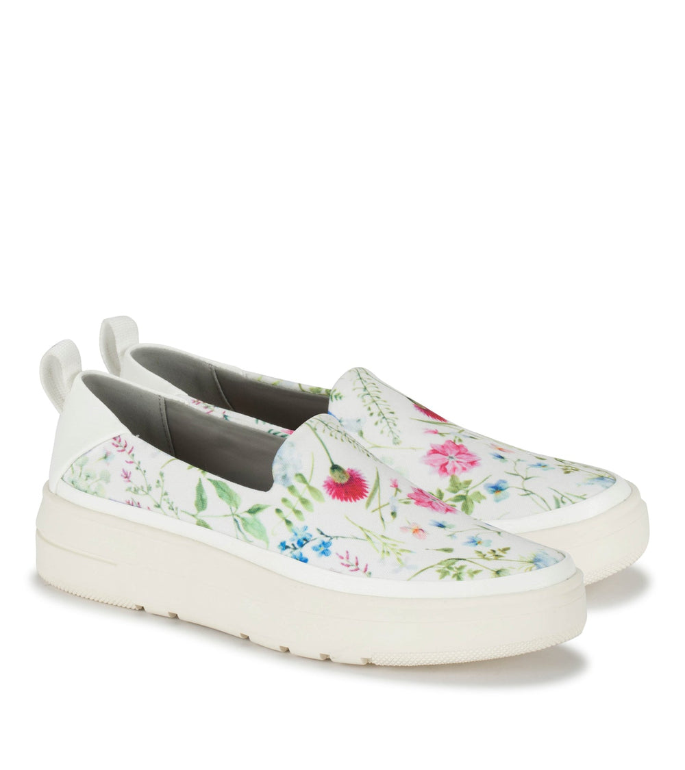 Baretraps Nevin Slip On Sneaker White Multi Flower Canvas