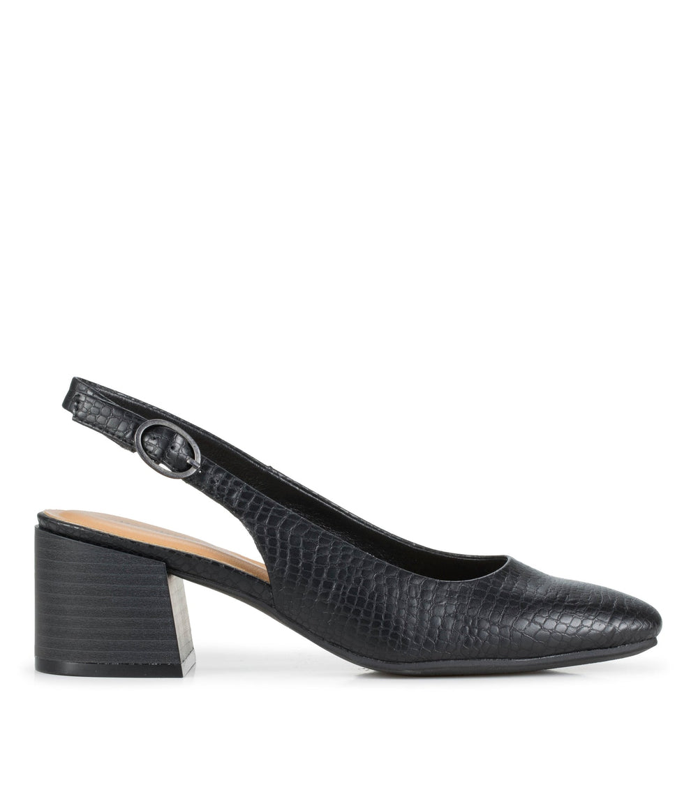 Baretraps Ester Block Heel Slingback Pump Black Croco