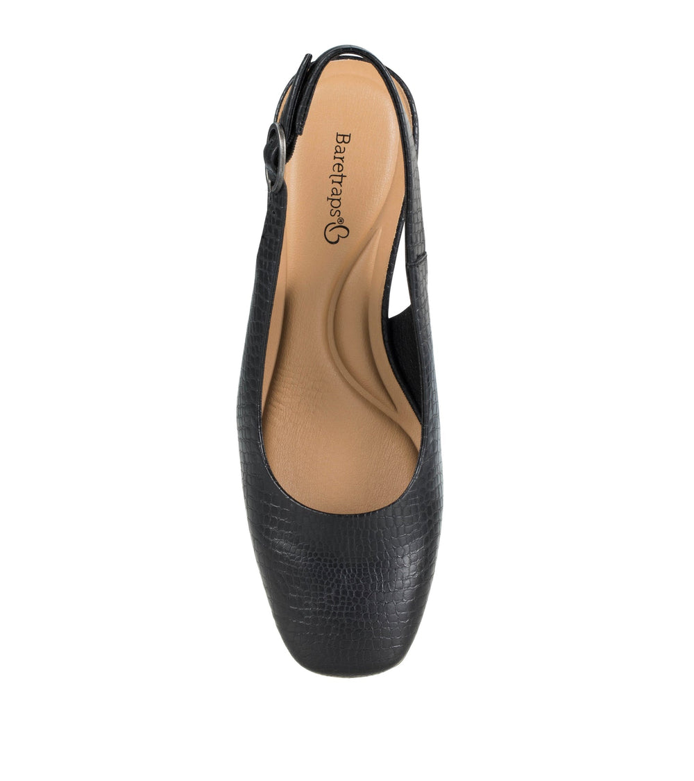Baretraps Ester Block Heel Slingback Pump Black Croco