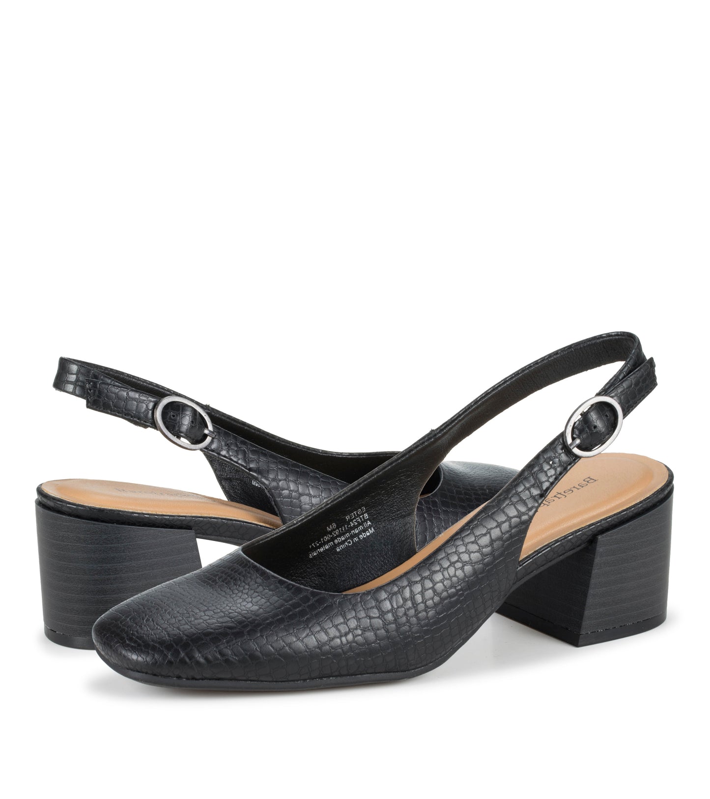 Baretraps Ester Block Heel Slingback Pump Black Croco