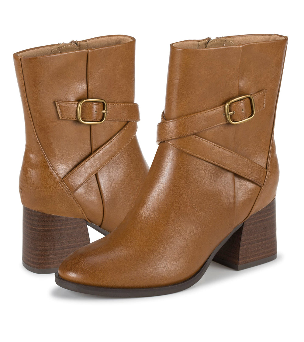 Baretraps Dorma Block Heel Midi Boot Dark Cognac