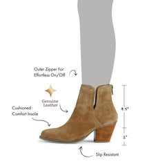 Baretraps Nanny Block Heel Bootie Cognac Suede