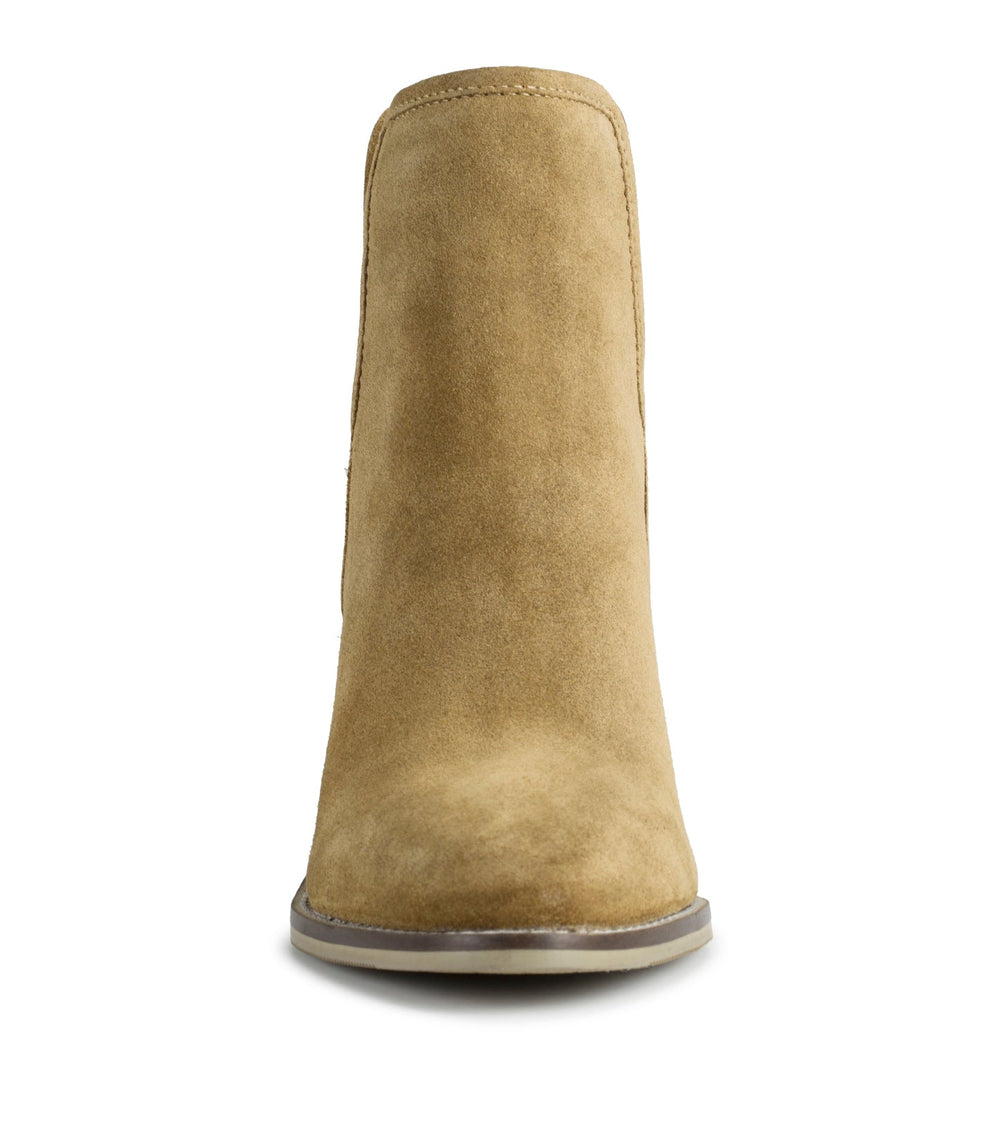 Baretraps Nanny Block Heel Bootie Cognac Suede
