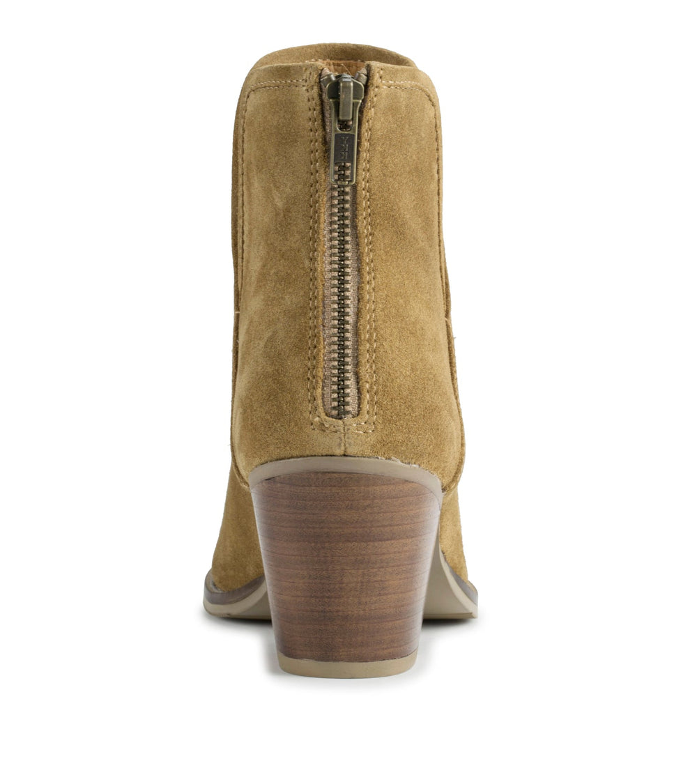 Baretraps Nanny Block Heel Bootie Cognac Suede