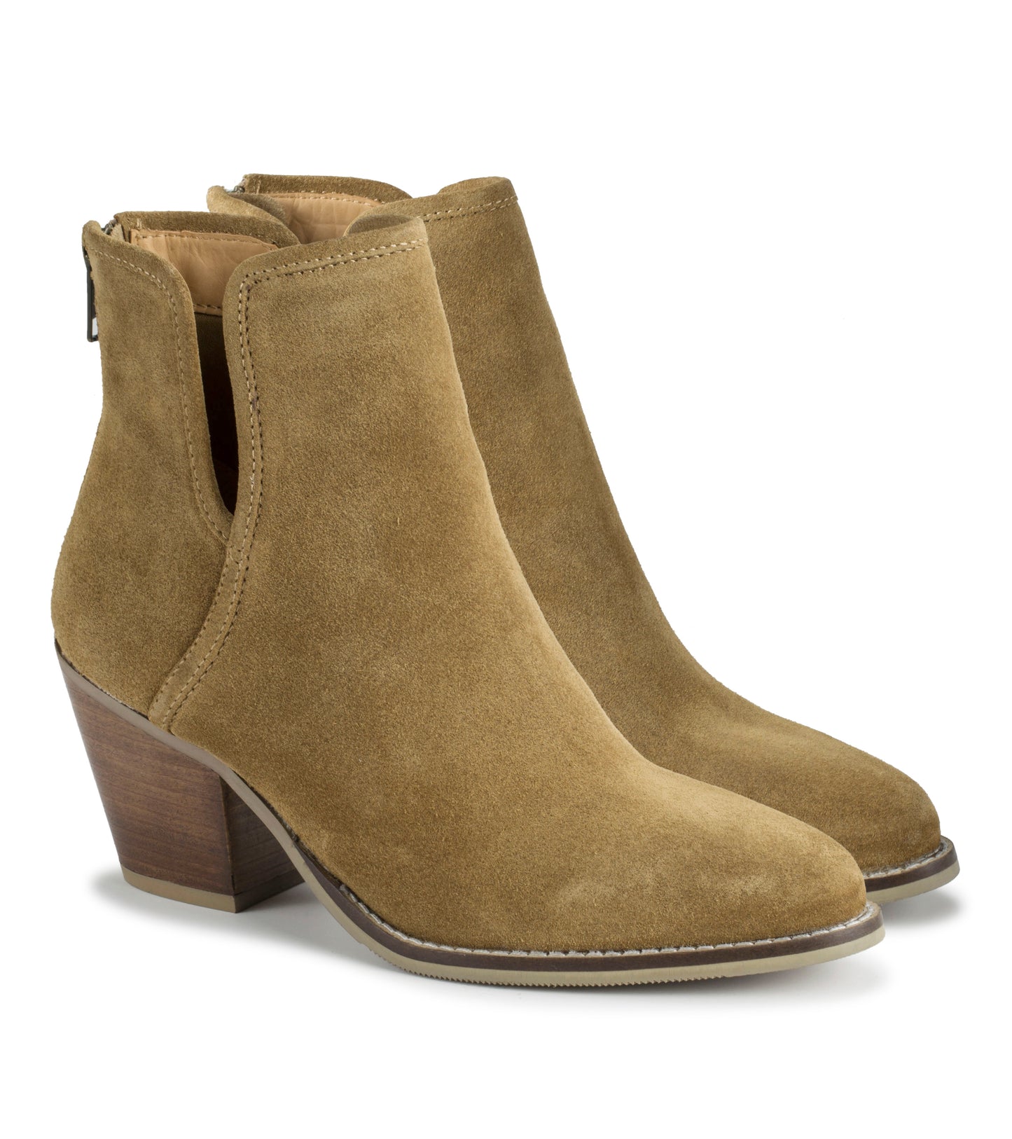Baretraps Nanny Block Heel Bootie Cognac Suede
