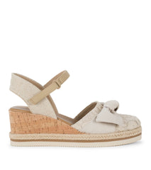 Baretraps Arabelle Closed Toe Wedge Sandal Cream