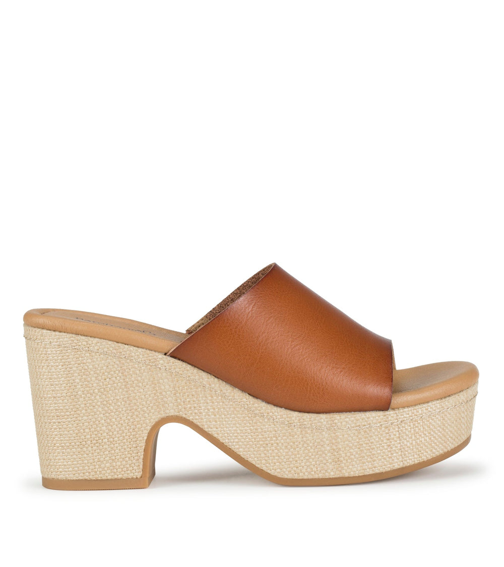 Baretraps Teah Wedge Slide Sandal Dark Caramel