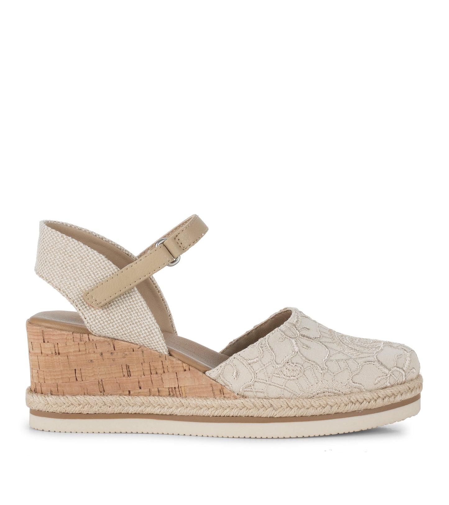 Baretraps Alycia Closed Toe Wedge Sandal Cream