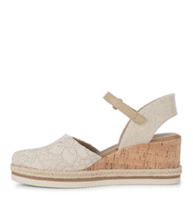 Baretraps Alycia Closed Toe Wedge Sandal Cream