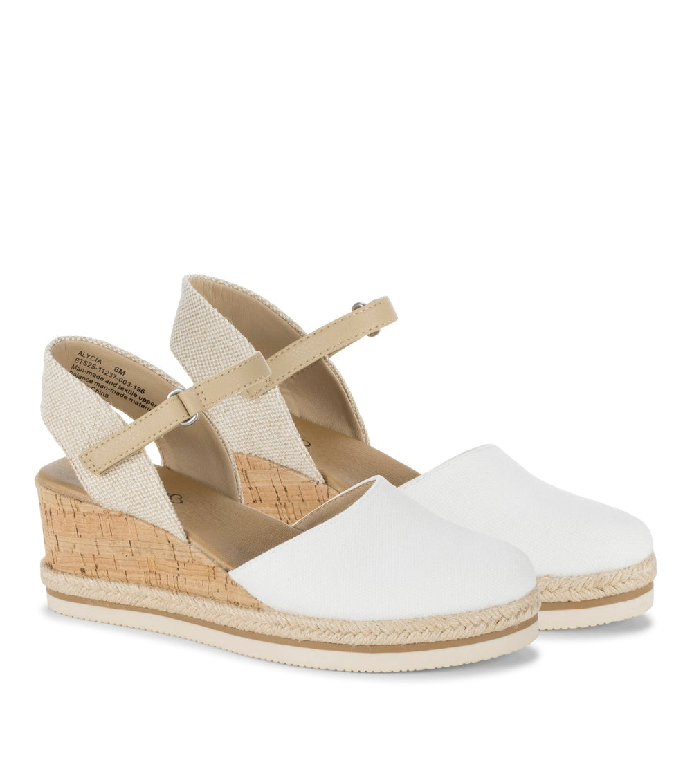 Baretraps Alycia Closed Toe Wedge Sandal White