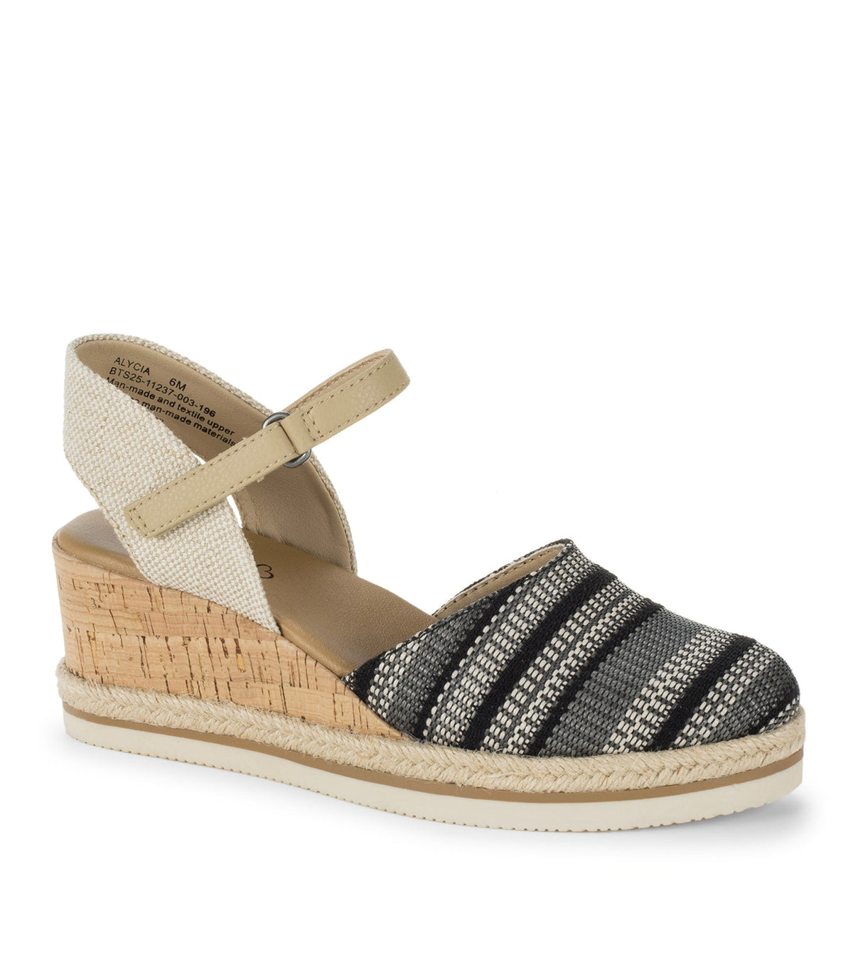Baretraps Alycia Closed Toe Wedge Sandal Black Multi