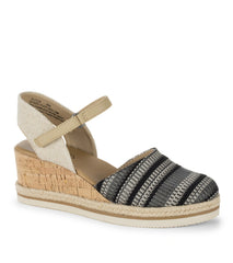 Baretraps Alycia Closed Toe Wedge Sandal Black Multi