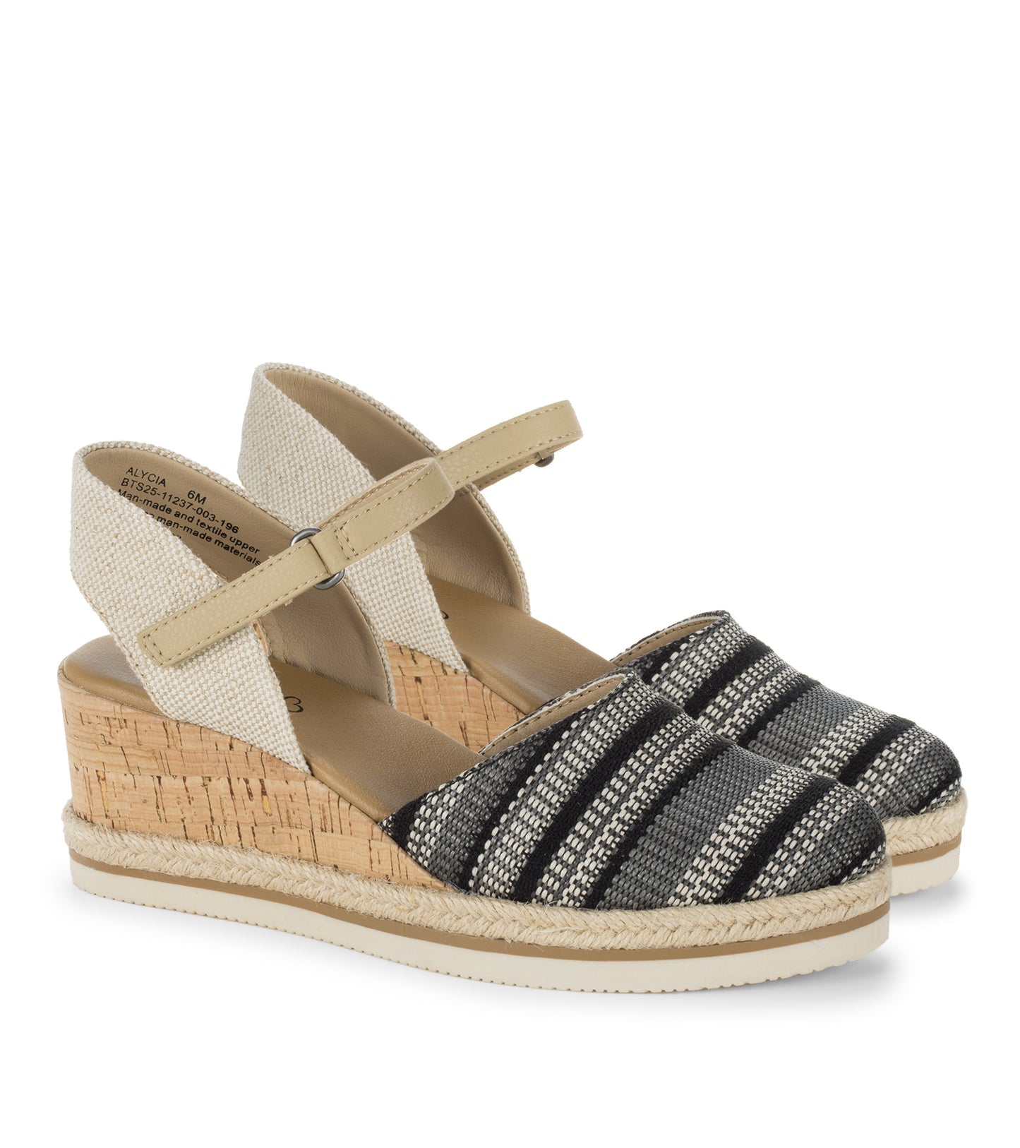 Baretraps Alycia Closed Toe Wedge Sandal Black Multi