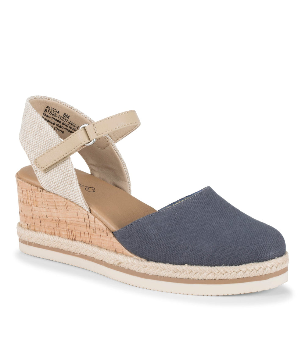 Baretraps Alycia Closed Toe Wedge Sandal Navy Blue