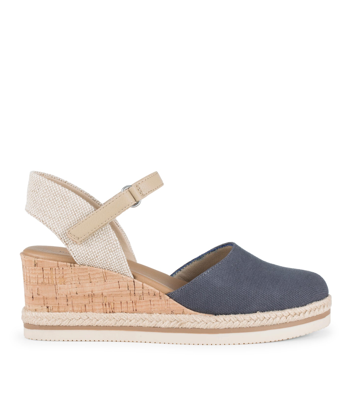 Baretraps Alycia Closed Toe Wedge Sandal Navy Blue