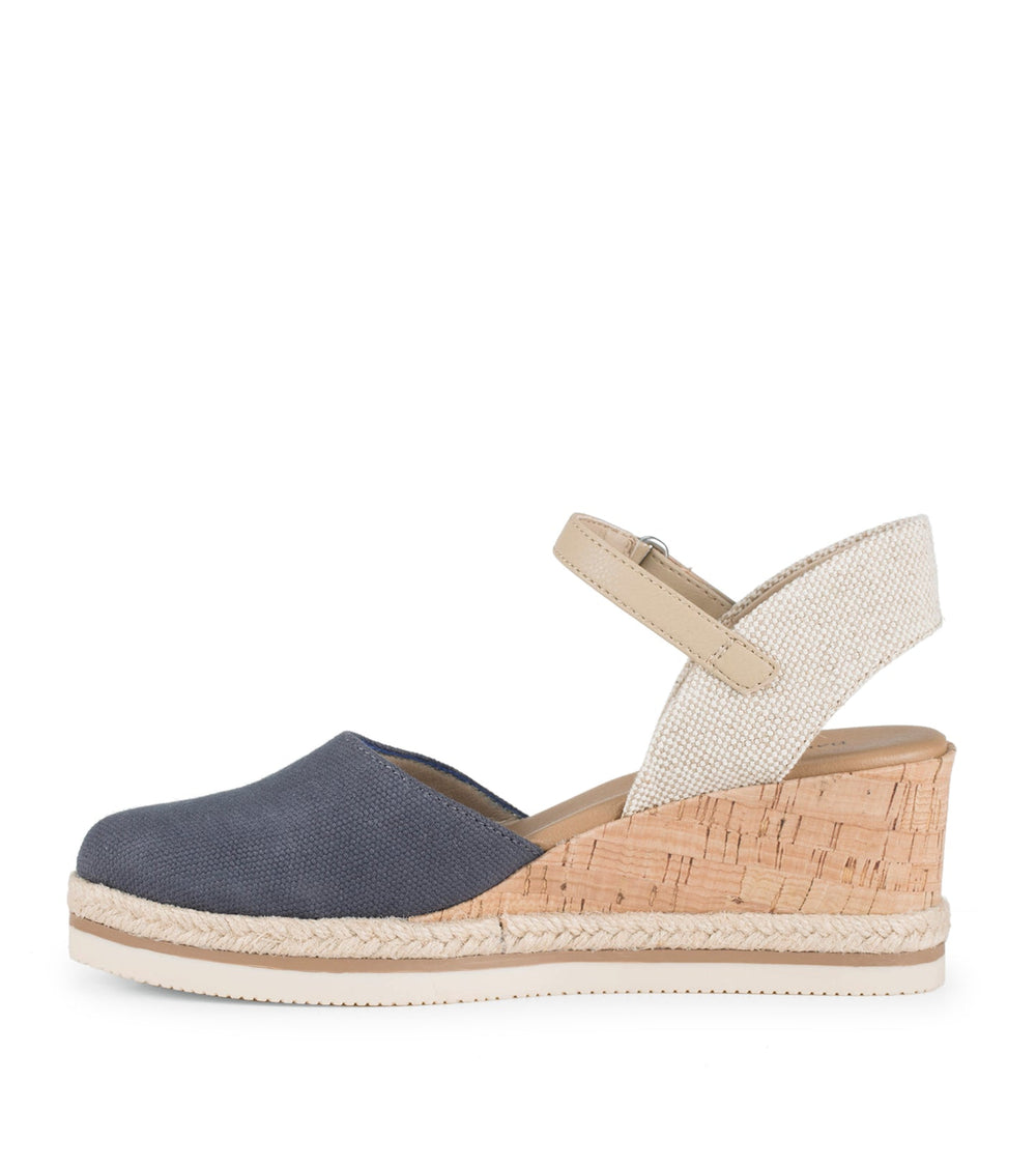 Baretraps Alycia Closed Toe Wedge Sandal Navy Blue