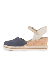 Baretraps Alycia Closed Toe Wedge Sandal Navy Blue