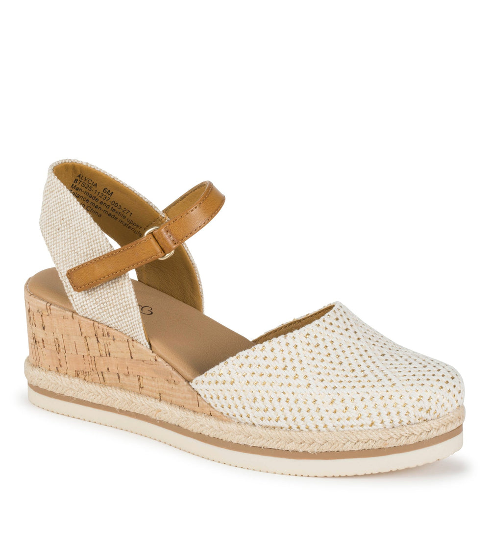 Baretraps Alycia Closed Toe Wedge Sandal Gold