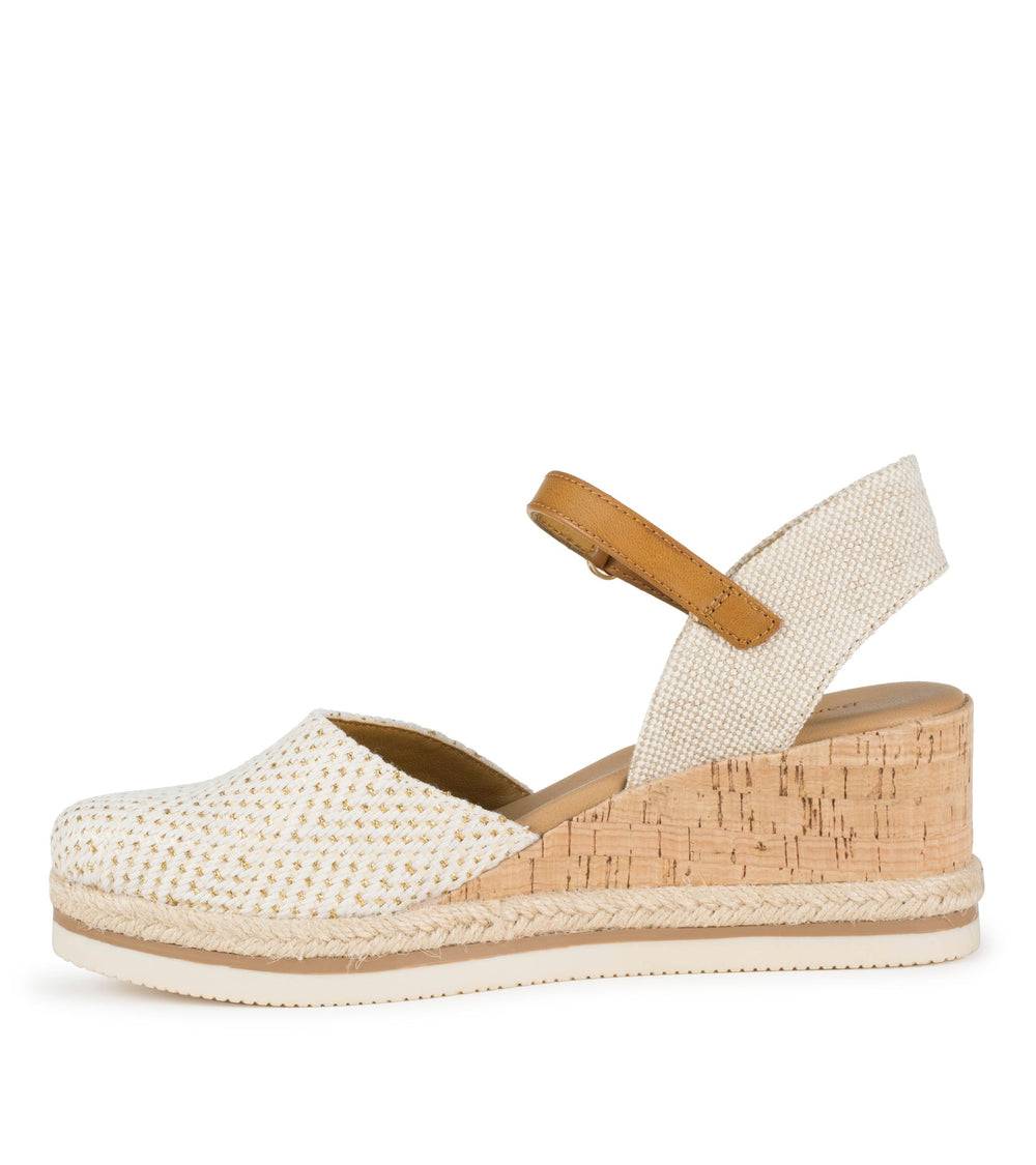 Baretraps Alycia Closed Toe Wedge Sandal Gold