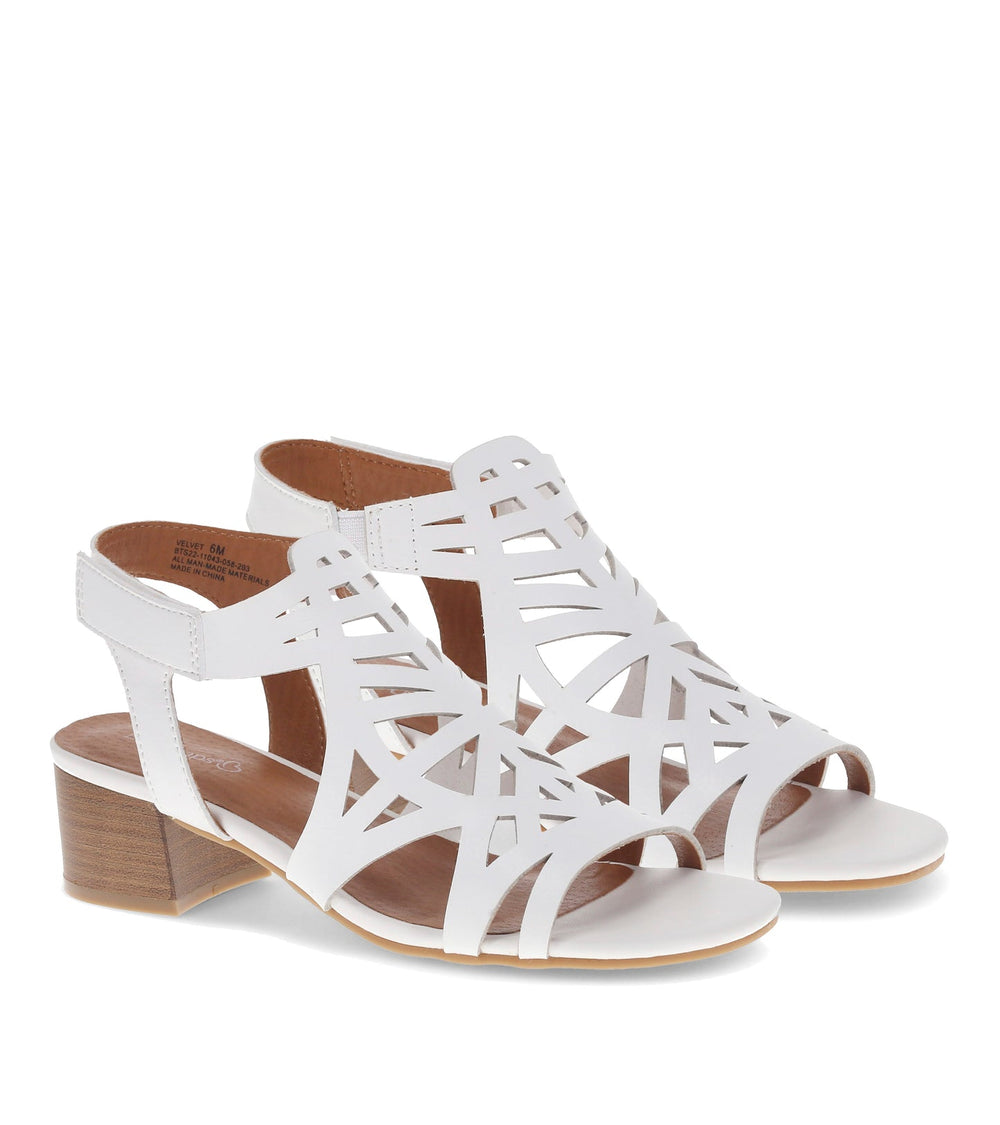 Baretraps Velvet Block Heel Sandal White