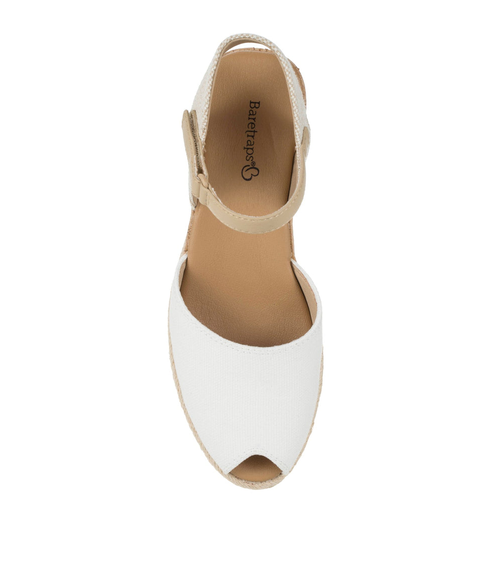 Baretraps Acadia Peep Toe Wedge Sandal White