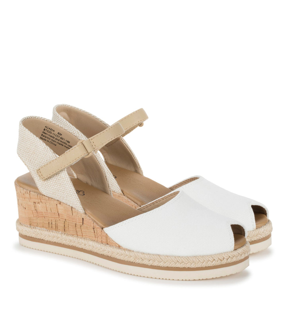 Baretraps Acadia Peep Toe Wedge Sandal White