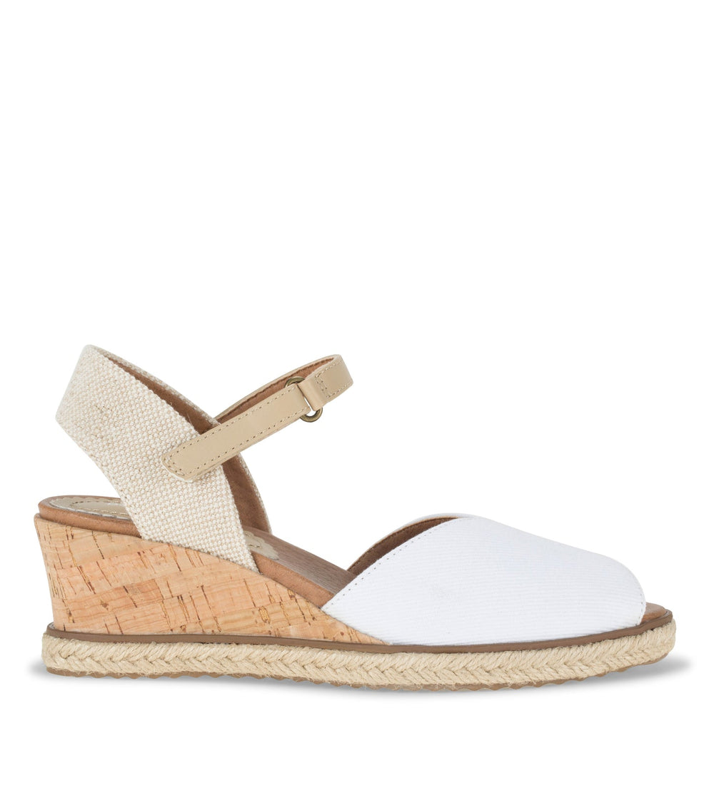 Baretraps Odetta Espadrille Wedge Sandal White Canvas