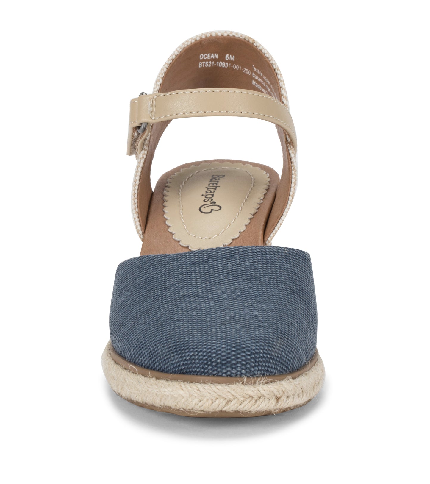 Baretraps Ocean Closed Toe Wedge Sandal Navy Blue Canvas