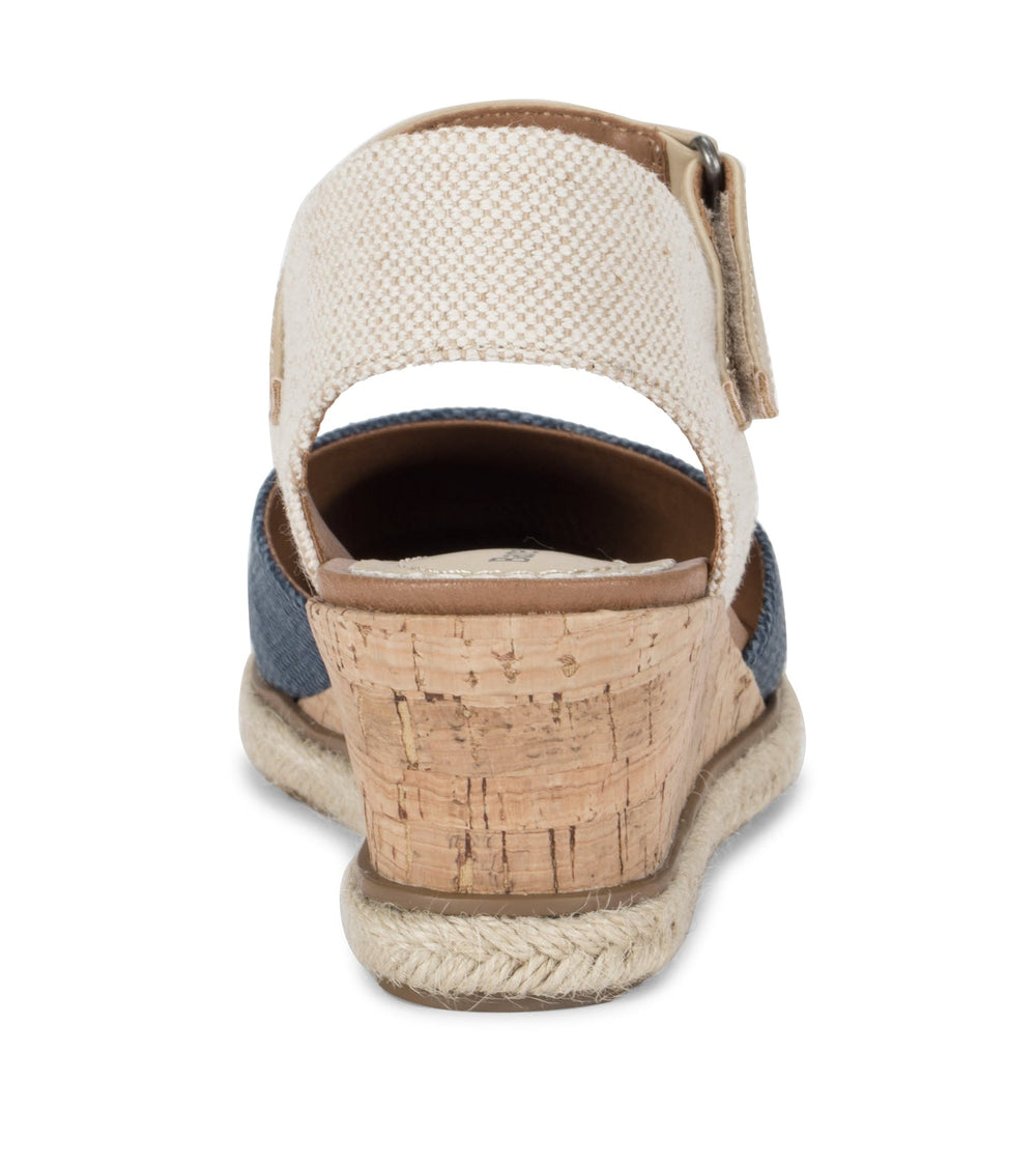 Baretraps Ocean Closed Toe Wedge Sandal Navy Blue Canvas
