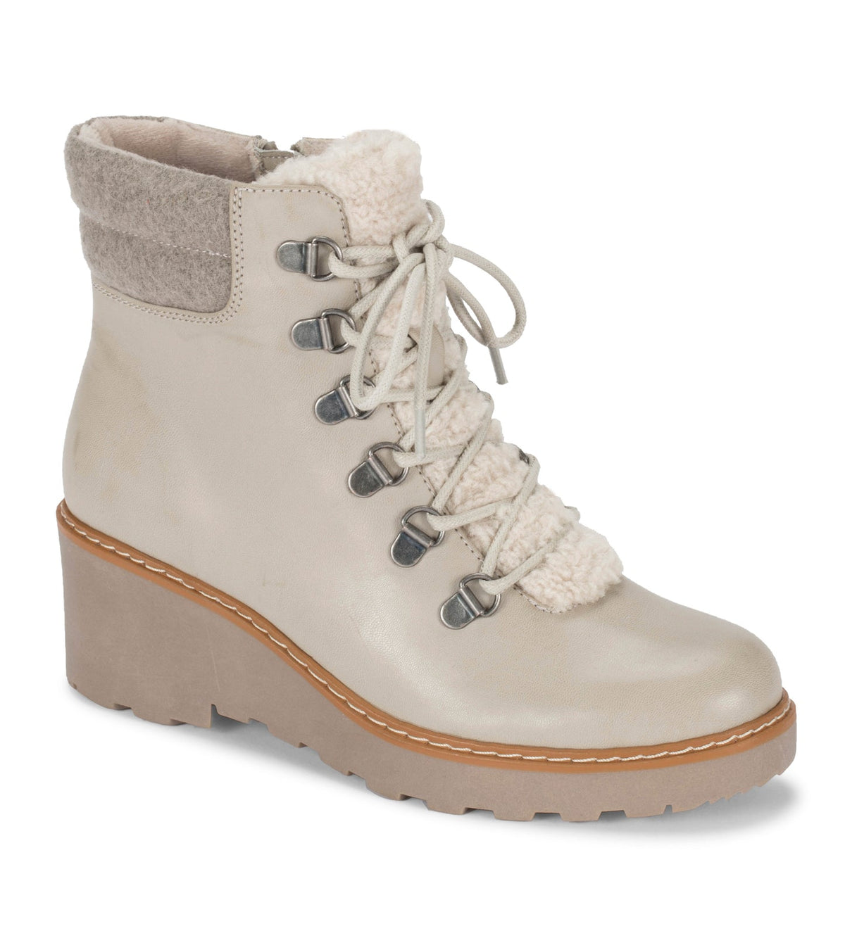 Baretraps Nasha Lace Up Wedge Bootie Taupe