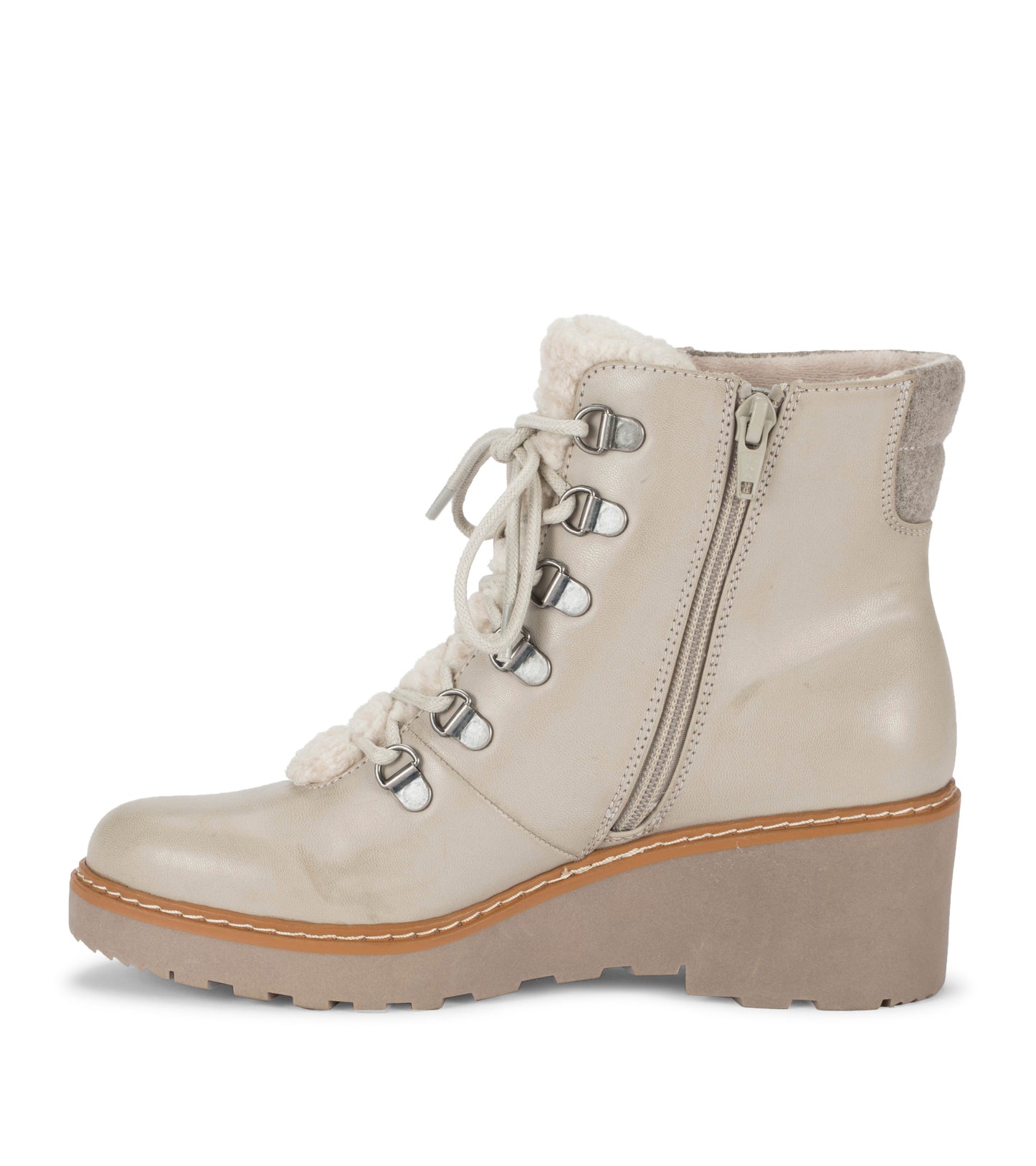 Baretraps Nasha Lace Up Wedge Bootie Taupe