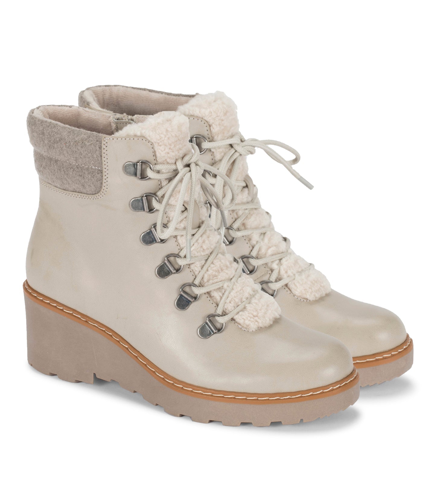 Baretraps Nasha Lace Up Wedge Bootie Taupe