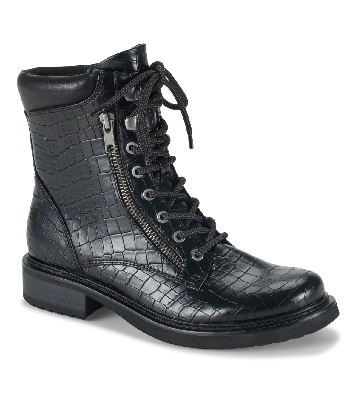Baretraps Holden Lace Up Bootie Black Croco