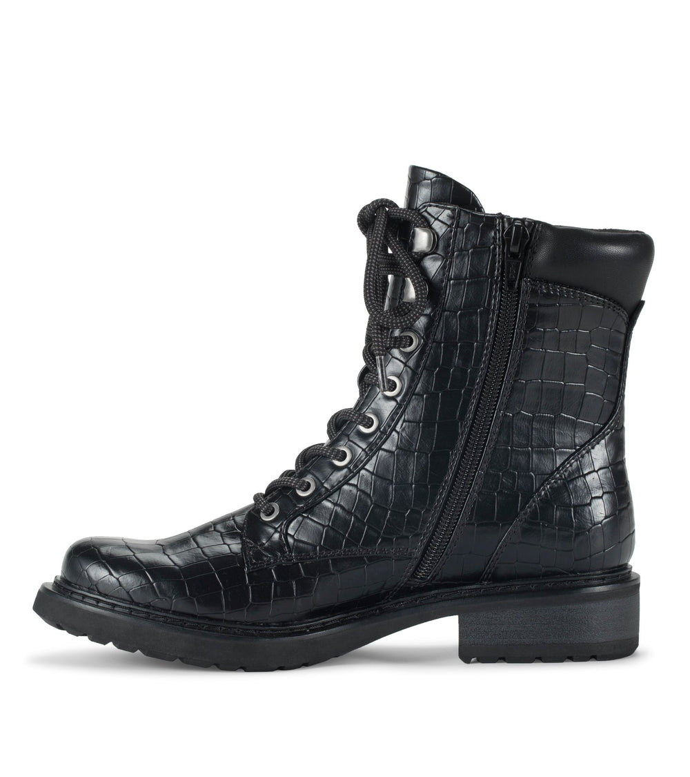 Baretraps Holden Lace Up Bootie Black Croco