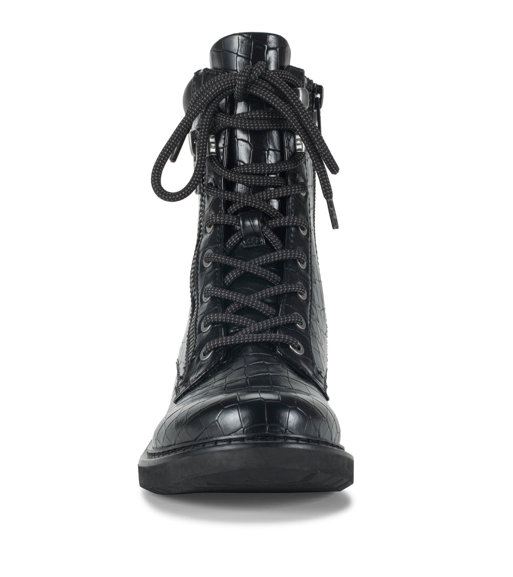Baretraps Holden Lace Up Bootie Black Croco