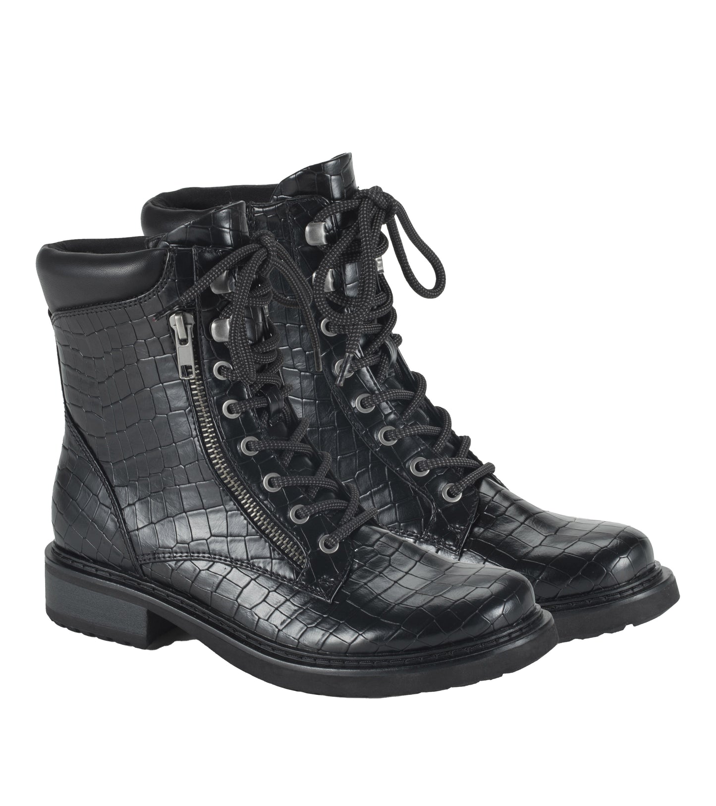 Baretraps Holden Lace Up Bootie Black Croco